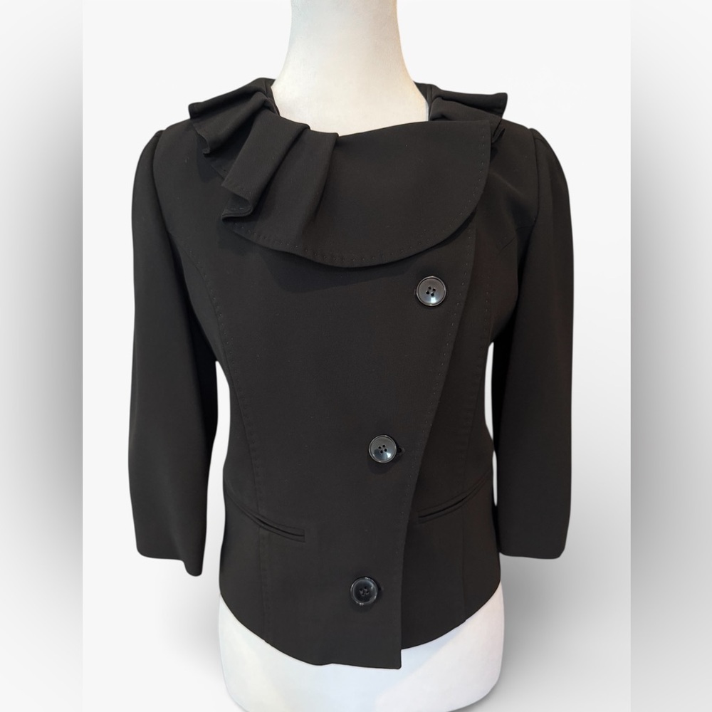 Sarar Black Ruffle Collar Blazer / Jacket Women's‎ Size 36